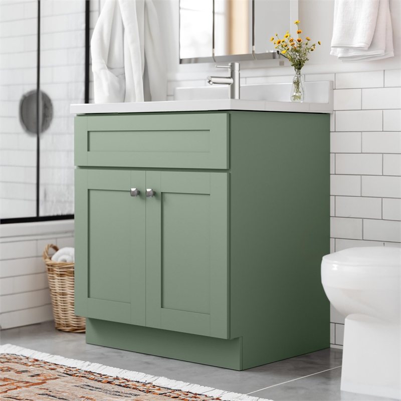 Bowery Hill 31-Inch Bath Vanity - Evergreen Fog Base and Single Hole Top