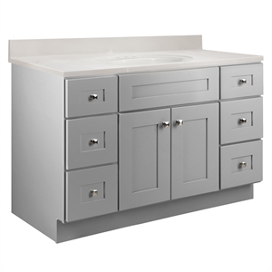 Bowery Hill 49-Inch Assembled Bath Vanity - Gray Base and Ivory Swirl Top
