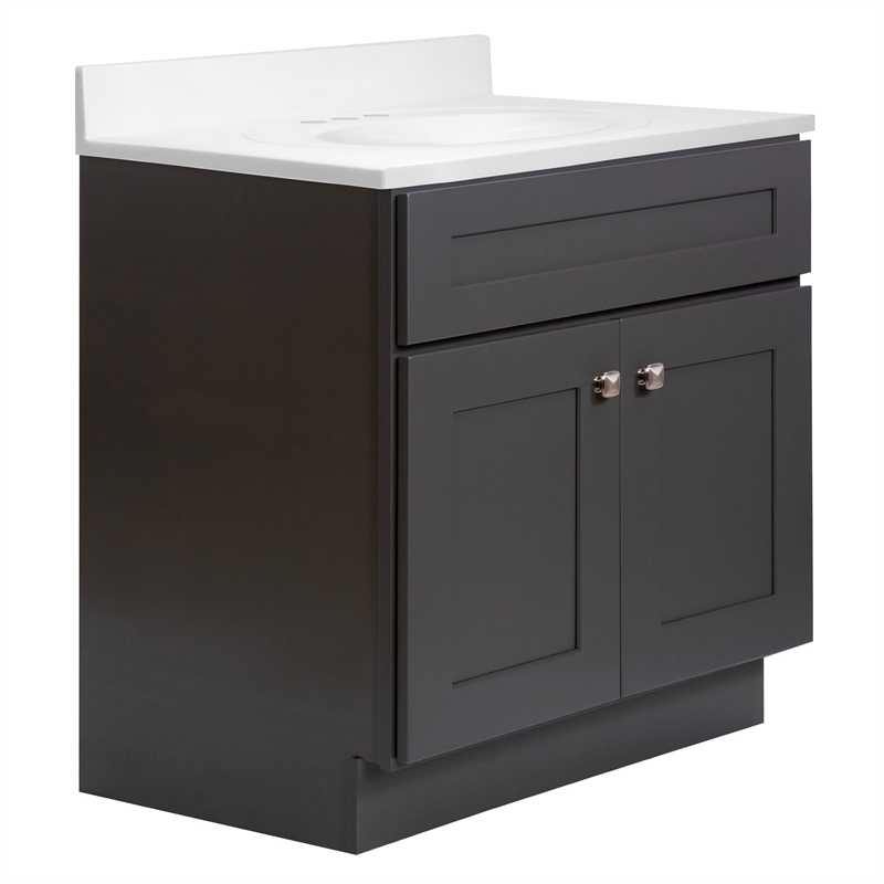 Bowery Hill 31-Inch Bath Vanity - Urbane Bronze Base and Solid White Top