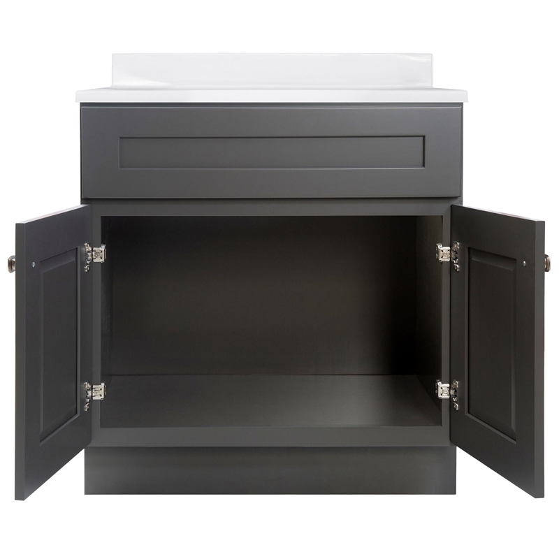 Bowery Hill 31-Inch Bath Vanity - Urbane Bronze Base and Solid White Top