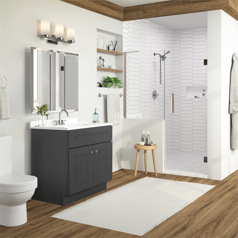 Bowery Hill 31-Inch Bath Vanity - Urbane Bronze Base and Solid White Top