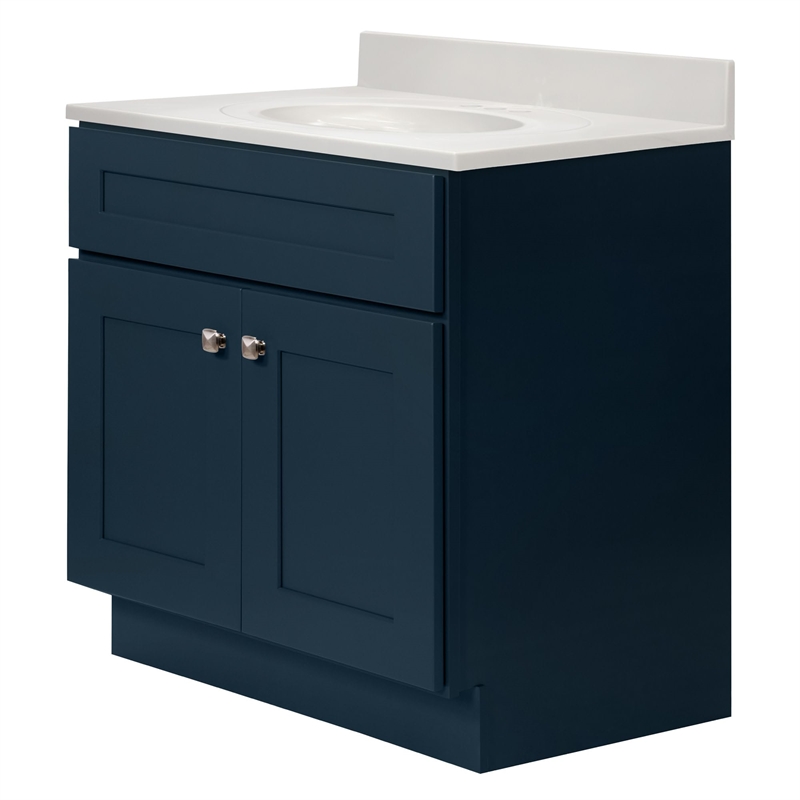 Bowery Hill 31-Inch Bath Vanity - Dark Night Base and Ivory Swirl Top