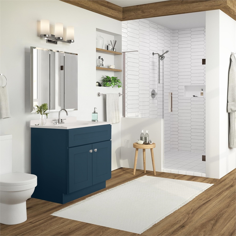 Bowery Hill 31-Inch Bath Vanity - Dark Night Base and Ivory Swirl Top