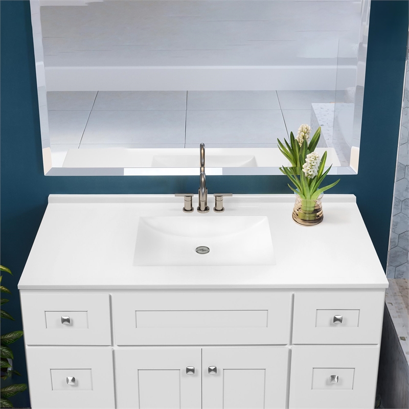 Bowery Hill 49-Inch Assembled Bath Vanity - White Base and Rectangular Top