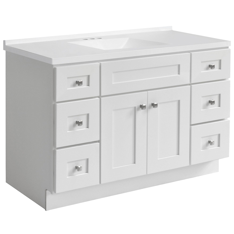 Bowery Hill 49-Inch Assembled Bath Vanity - White Base and Rectangular Top