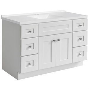 Bowery Hill 49-Inch Assembled Bath Vanity - White Base and Rectangular Top