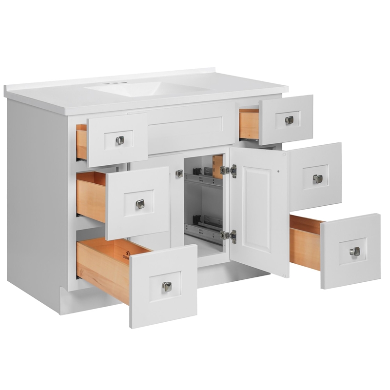 Bowery Hill 49-Inch Assembled Bath Vanity - White Base and Rectangular Top