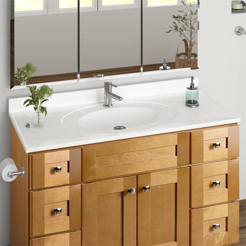 Bowery Hill 49-Inch Assembled Bath Vanity - Birch Base and Single Hole Top
