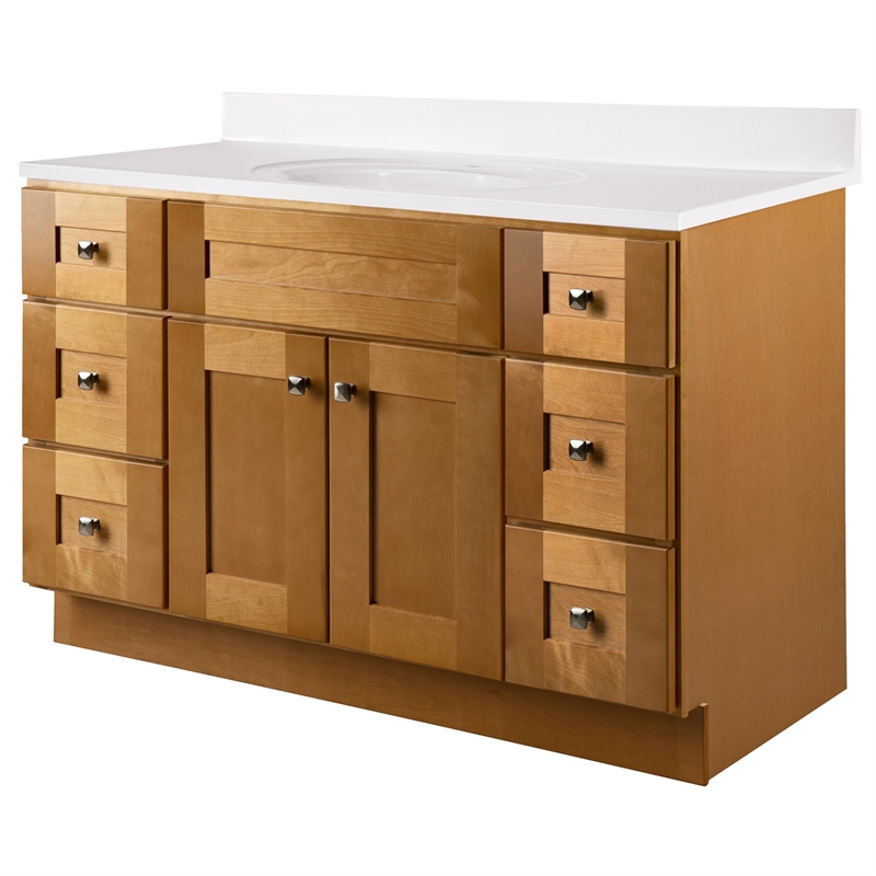 Bowery Hill 49-Inch Assembled Bath Vanity - Birch Base and Single Hole Top