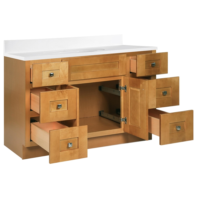 Bowery Hill 49-Inch Assembled Bath Vanity - Birch Base and Single Hole Top