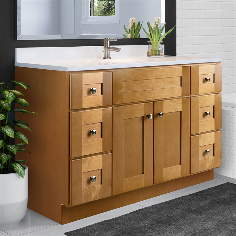 Bowery Hill 49-Inch Assembled Bath Vanity - Birch Base and Single Hole Top