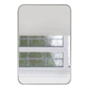 Bowery Hill 36&quotx24&quot Rounded Corner Glass Wall Mirror w/ Frame in Silver