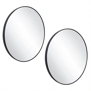Bowery Hill 28-Inch Round Wall Mirror 2-Pack with Black Metal Frame