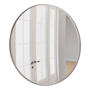 Bowery Hill 36-Inch Round Glass Wall Mirror with Silver Frame