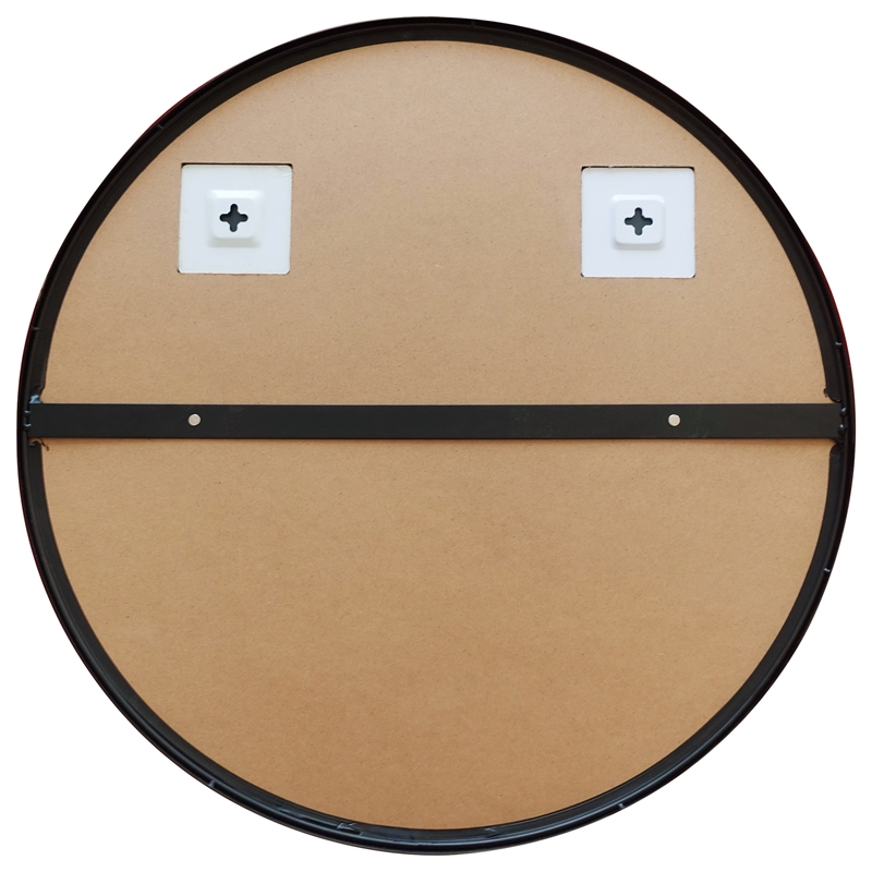 Bowery Hill 24-Inch Mid-Century Round Wall Mirror with Black Iron Frame