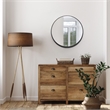 Bowery Hill 24-Inch Mid-Century Round Wall Mirror with Black Iron Frame
