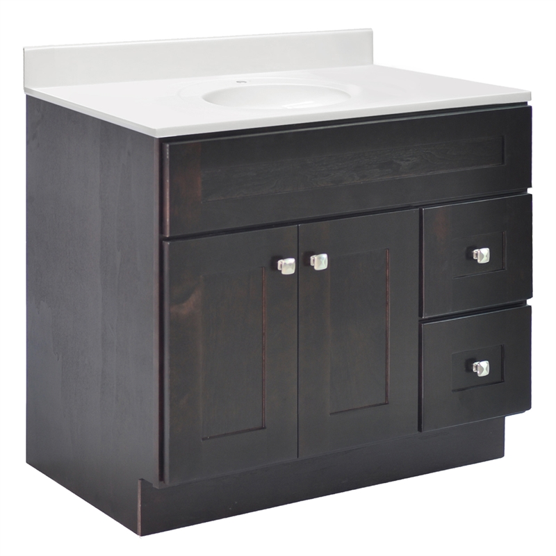 Bowery Hill 37-Inch Solid Wood Vanity with Single Hole Top in Espresso