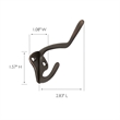 Bowery Hill Versatile Double Metal Hook in Oil Rubbed Bronze 5 Pack