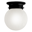 Bowery Hill 1-Light Globe Alabaster Glass Ceiling Light in Matte Black