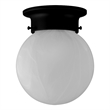 Bowery Hill 1-Light Globe Alabaster Glass Ceiling Light in Matte Black