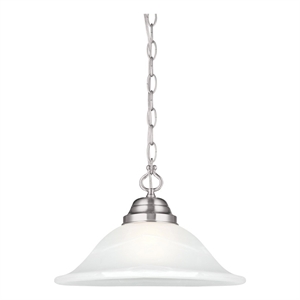 Bowery Hill Alabaster Glass Swag Pendant Light in Satin Nickel