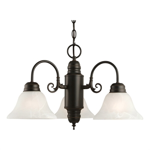 Bowery Hill 3-Light Alabaster Glass Chandelier in Oil-Rubbed Bronze
