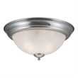 Bowery Hill 2-Light Dome Alabaster Glass Ceiling Light in Satin Nickel
