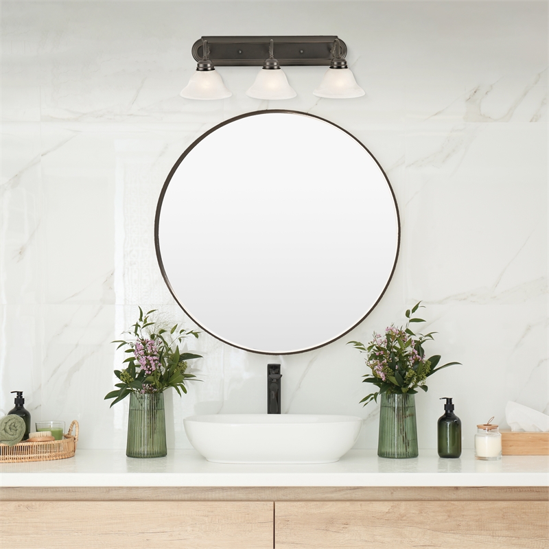 Bowery Hill 3-Light Frosted Glass Vanity Light in Oil-Rubbed Bronze