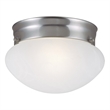 Bowery Hill 2-Light Dome Alabaster Glass Ceiling Light in Satin Nickel