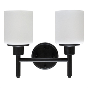 Bowery Hill 2-Light Frosted Glass Indoor Wall Light in Matte Black