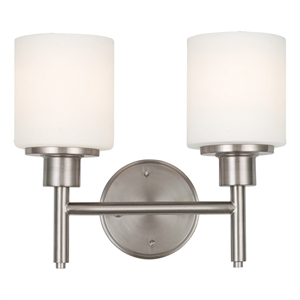 Bowery Hill 2-Light Frosted Glass Wall Light in Satin Nickel