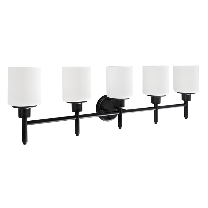 Bowery Hill 5-Light Frosted Glass Vanity Light in Matte Black