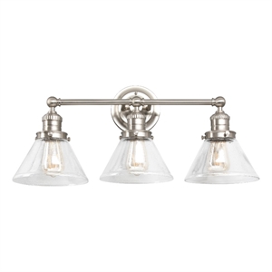 Bowery Hill 3-Light Seedy Glass Vanity Light in Satin Nickel