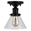Bowery Hill 1-Light Seedy Glass Semi-Flush Ceiling Light in Matte Black