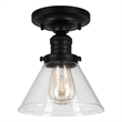 Bowery Hill 1-Light Seedy Glass Semi-Flush Ceiling Light in Matte Black