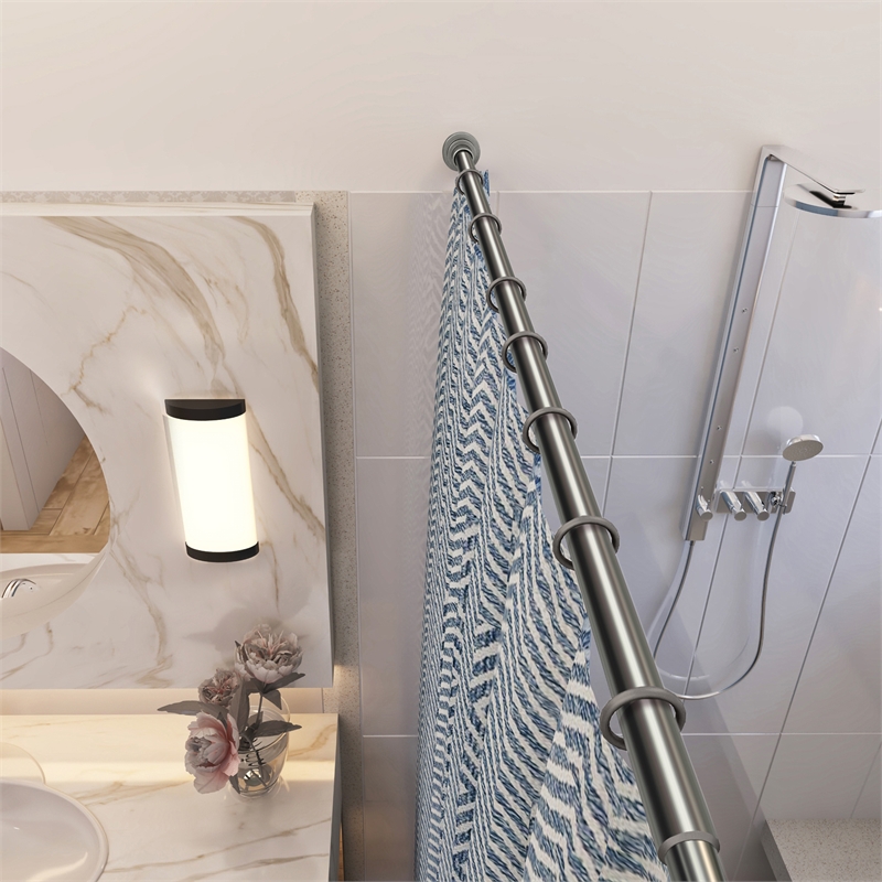 Bowery Hill Classic Adjustable 42 to 72-Inch Shower Rod in Satin Nickel