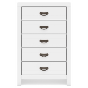 Bowery Hill White Chest of Drawers with 5 Dovetail Storage Drawers