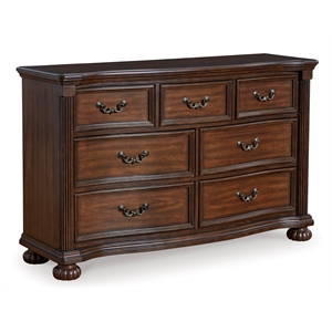 Bowery Hill Cherry Brown Dresser with Dark Bronze Drawer Pulls