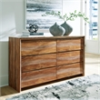 Bowery Hill Natural Brown 6-Drawer Dresser with Beveled Edge Frame