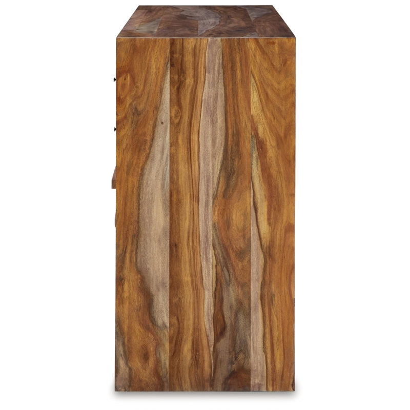 Bowery Hill Natural Brown 6-Drawer Dresser with Beveled Edge Frame