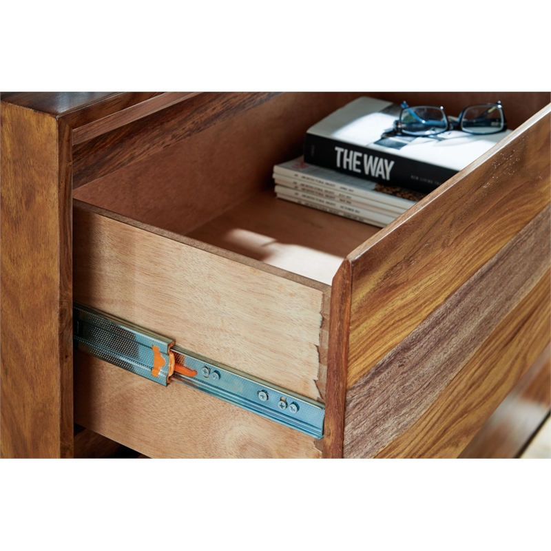 Bowery Hill Natural Brown 6-Drawer Dresser with Beveled Edge Frame