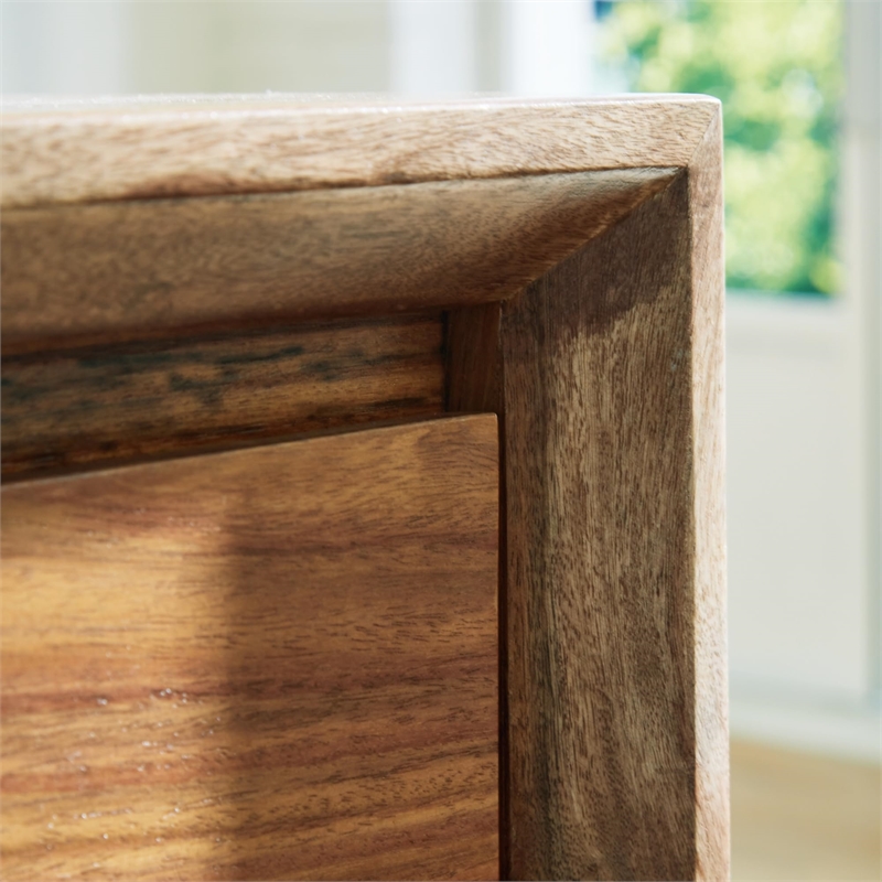 Bowery Hill Natural Brown 6-Drawer Dresser with Beveled Edge Frame