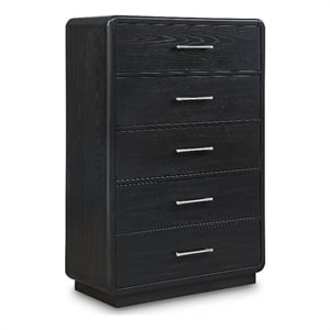 Bowery Hill Black Chest of Drawers with Curved Waterfall Edges