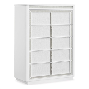 Bowery Hill White Chest of Drawers with LED Lighting and Rhinestones