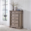 Bowery Hill Light Brown Chest of Drawers with 5 Inset Framed Drawers