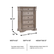 Bowery Hill Light Brown Chest of Drawers with 5 Inset Framed Drawers