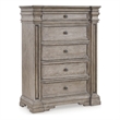 Bowery Hill Light Brown Chest of Drawers with 5 Inset Framed Drawers