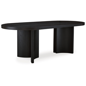 Bowery Hill Black Oval Pedestal Dining Table that Seats up to 8