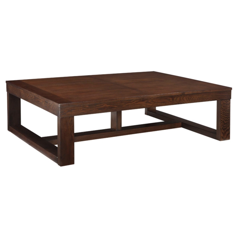Bowery Hill Brown & Ivory Coffee Table with Natural Marble Top