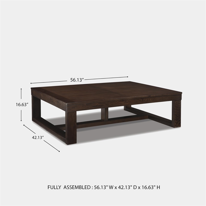 Bowery Hill Brown & Ivory Coffee Table with Natural Marble Top